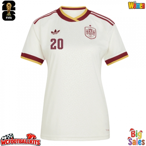 Spain Pedri Gonzalez #20 Replica Away Stadium Shirt for Women World Cup 2026 Short Sleeve